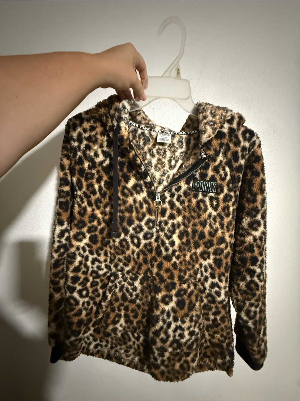 PINK Victoria's Secret Girls' Leopard 1/4 Zip- Brown